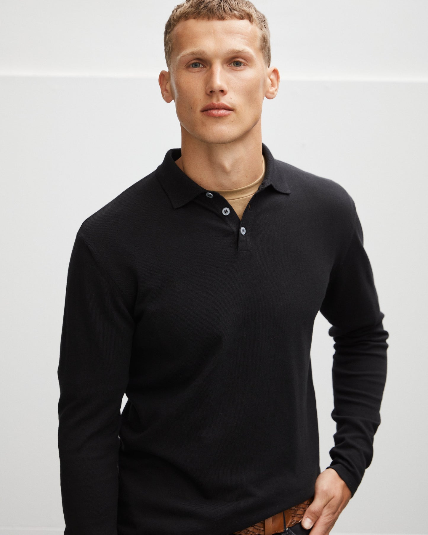 Italian Knitted Long-Sleeve Polo
