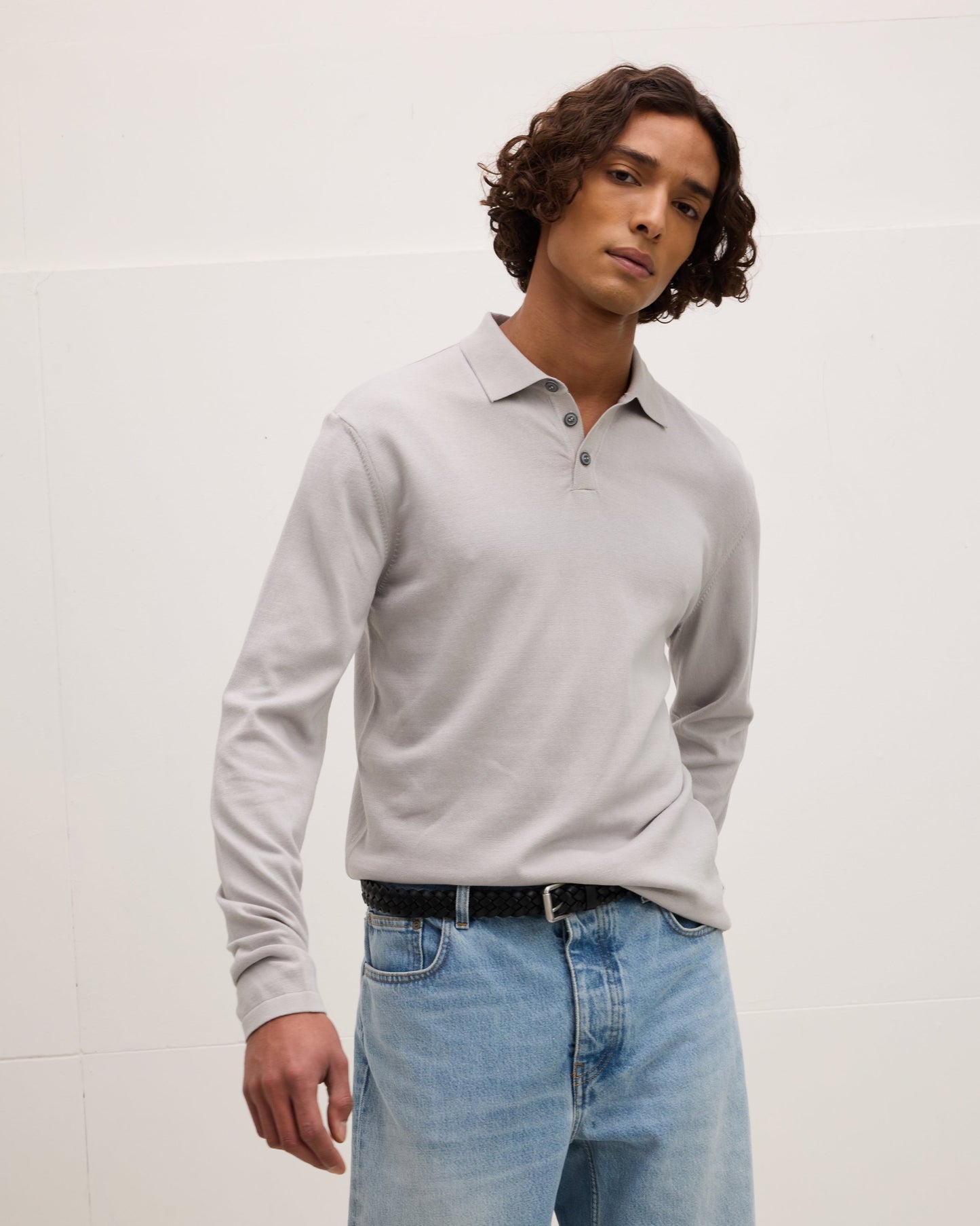 Italian Knitted Long-Sleeve Polo