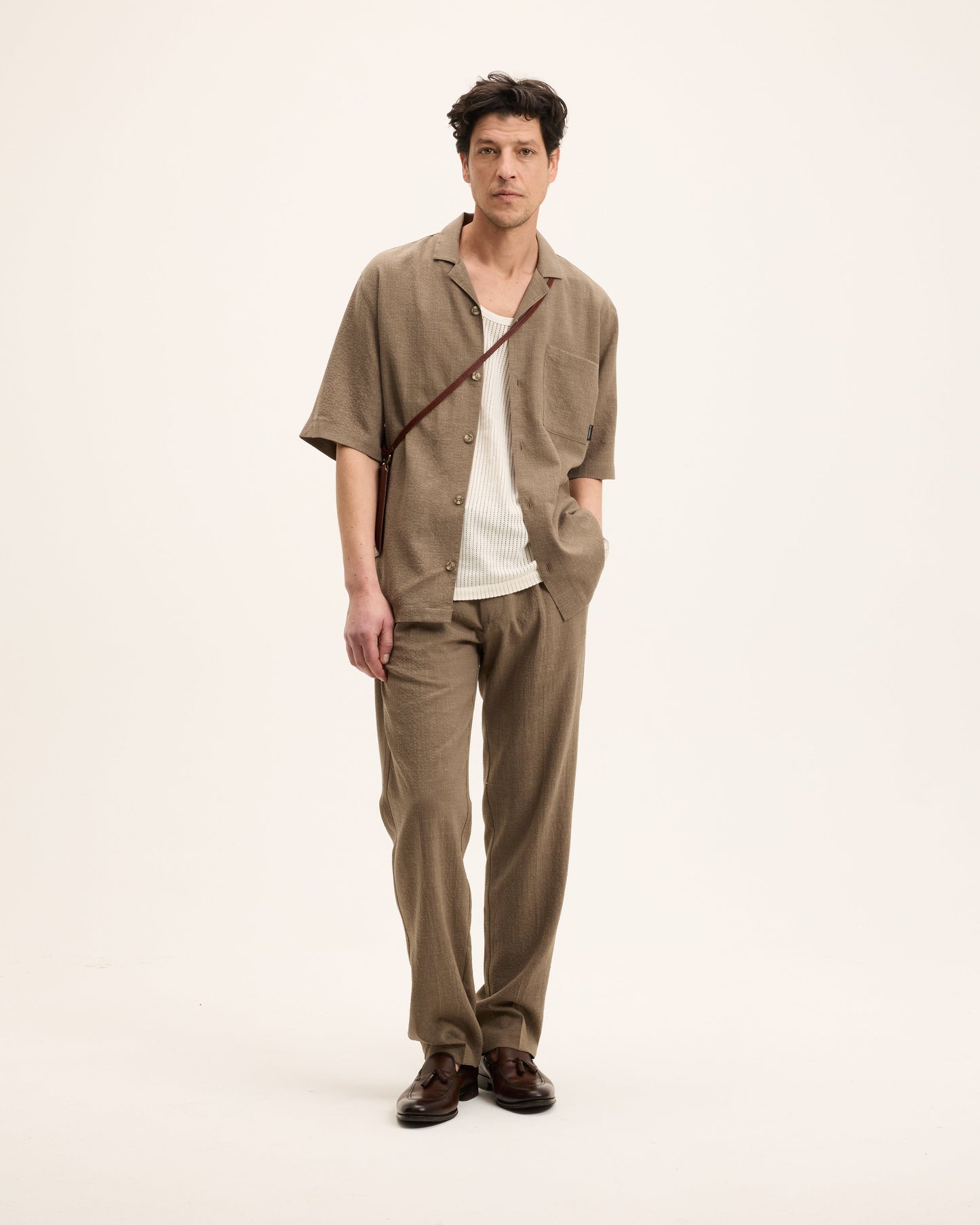 Sage Linen Blend Seersucker Shirt
