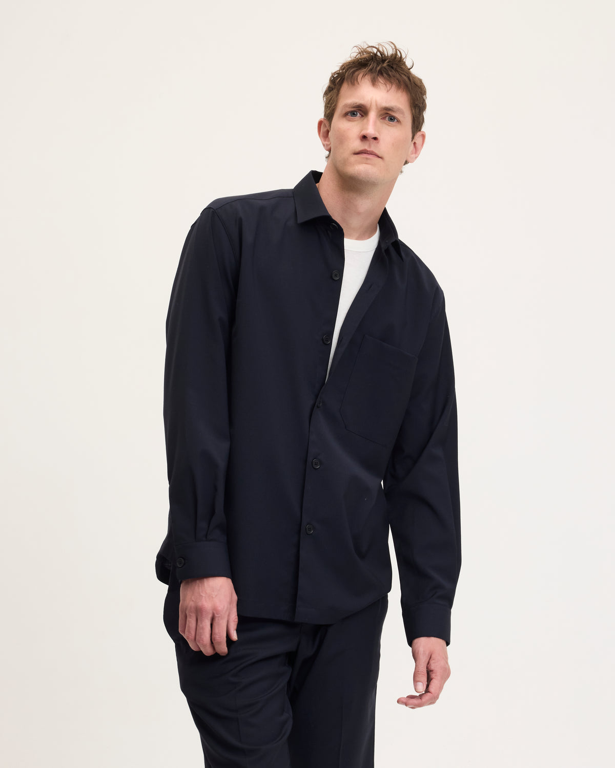 Simon Cool Wool Button-Up Shirt