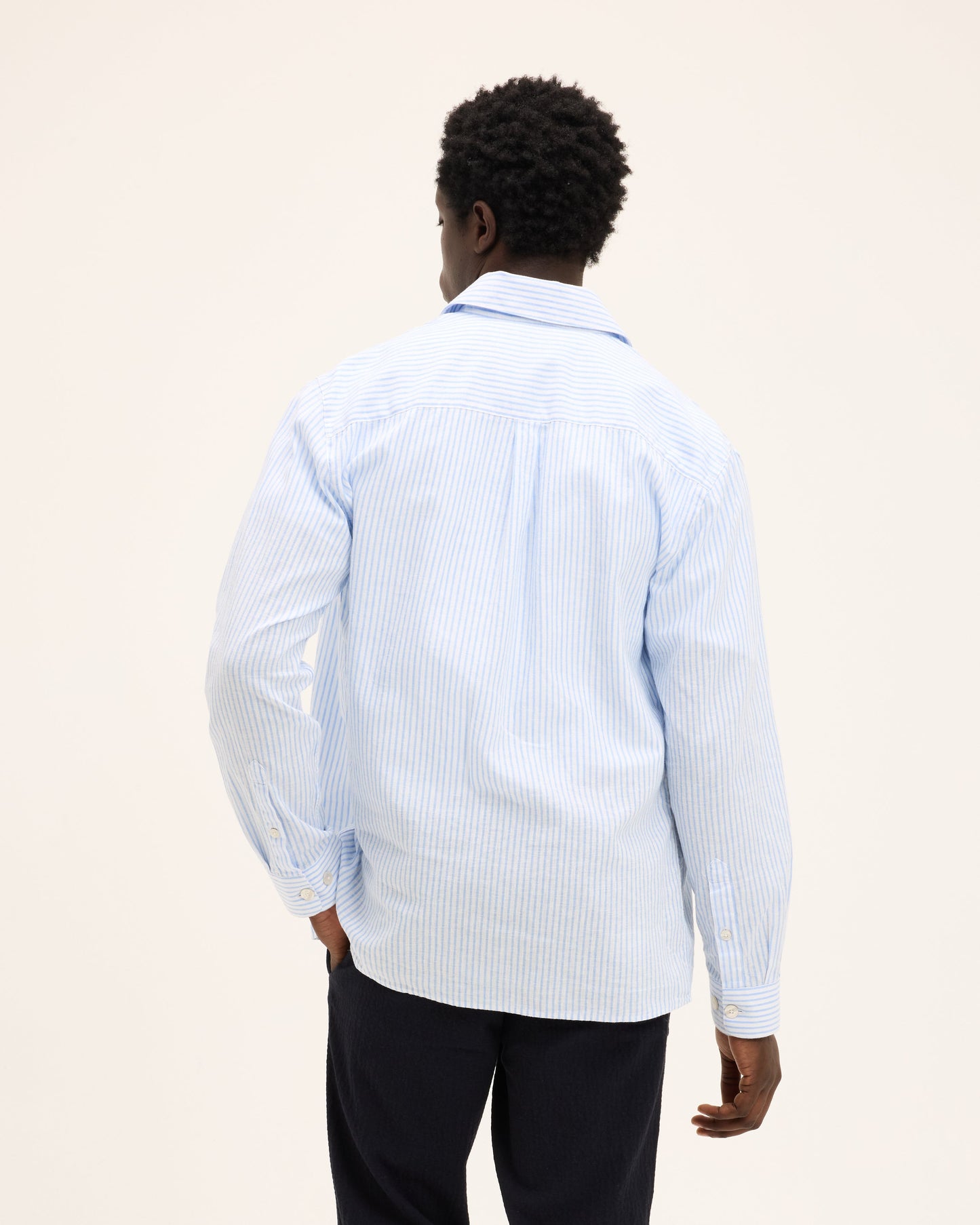 Subway Striped Button-up Linen Shirt