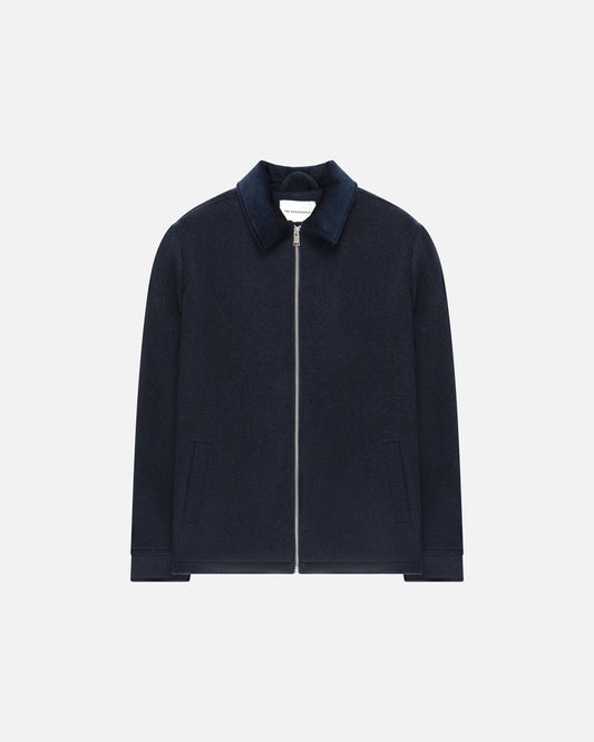 Sand Wool Jacket with Corduroy Collar